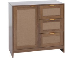 Commode MCW-P50, kast, dressoir, highboard, lades, opbergruimte, MDF melamine linnenfront ~ bruin