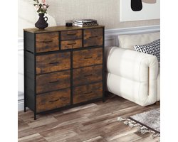 Commode met 10 Laden 100x30x100,5 - Zwart - 100x30x100,5 cm – Stoffen Ladekast - Medahomestore