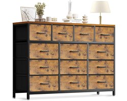 Commode met 13 Laden - Grote Ladekast voor Slaapkamer en Woonkamer - Extra Veel Opbergruimte - Stoffen Laden met Stalen Frame - Vintage Opbergkast voor Kleding, Speelgoed en Woonaccessoires