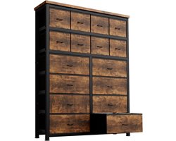 Commode met 16 stoffen lades - stoffen commode voor de slaapkamer - dressoir met stoffen lades - commode voor de keuken, gang, kinderkamer - Bruin