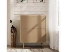 Commode met 3 laden rotan commode met gevlochten design en metalen handgrepen opbergkast van hout voor slaapkamer woonkamer hal-Mobili Bella