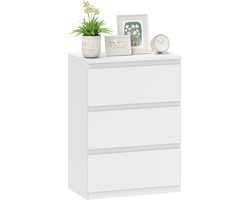 Commode met 3 lades-modern opbergmeubel voor de slaapkamer-wit