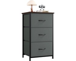 Commode met 3 stoffen lades – Opbergkast voor slaapkamer, woonkamer of hal, koolstofgrijs, multifunctionele ladekast