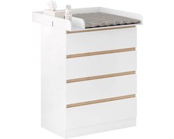 Commode met 4 Laden - Babycommode - Kindermeubels - Spaanplaat en MDF - 80cm x 109,2cm x 75cm
