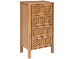 Commode met 4 lades en rotanvlechtwerk TIRIA