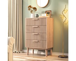 Commode met 4 lades, moderne houten ladekast voor slaapkamer, woonkamer en hal, 60x34x91cm (beige, 4 lades)
