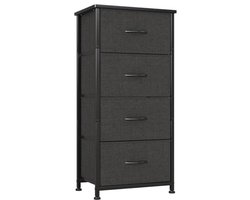 Commode met 4 stoffen laden - Ruimtebesparend en elegant - 1 stuk - Zwart - Hout