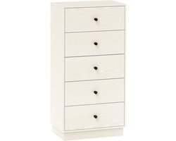 Commode met 5 laden, hoge smalle dressoir, opbergkast,47x29x95cm Crèmekleurig