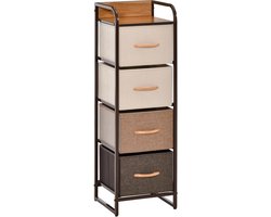 Commode met 5 lades, opbergmeubel met opvouwbare stoffen lades - zwart stalen frame - 45 x 30 x 116 cm