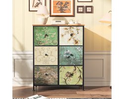 Commode met 6 Lade, Sideboard Lade kast Commode, Smalle Stoffcommode voor Woonkamer Slaapkamer Hal 67.5x30x86.5 cm