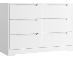 Commode met 6 laden, dressoir met ladekasten van hout, commode voor slaapkamer, woonkamer, hal, modern, 108 x 82,5 x 39 cm