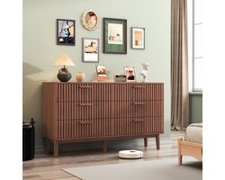 Commode met 6 lades, moderne houten ladekast voor slaapkamer, woonkamer en hal, 100x34x73 cm (bruin, 6 lades)