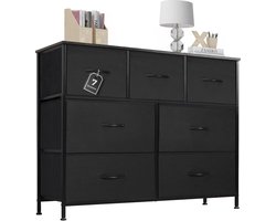 Commode met stoffen laden, sideboard met 7 stoffen laden, ladekast, organisatiemeubel voor keuken, kantoor, hal, tv-kast met laden HMTM-SC-7D-BK