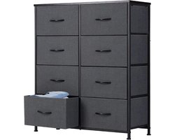 Commode met stoffen laden, sideboard met 8 stoffen laden, ladekast, organisatiemeubel voor keuken, kantoor, hal, tv-kast met laden, middengrijs, HMTM-SC-8D-GR