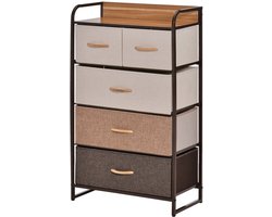 Commode opbergmeubel 5 opvouwbare stoffen laden 58 x 29 x 99 cm veelkleurig