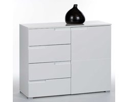 Commode Peso 1 deur 4 lades - wit - Emob - Dressoir - Wit - MDF