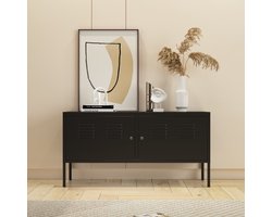 Commode Pyhtää 118x40x60 cm staal zwart mat [en.casa]