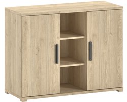 Commode Sammie - 115x48x89cm - Met Twee Deuren - Eikdecor - Vipack - Kinder Opbergkast - Bruin - Melamine; Spaanplaat