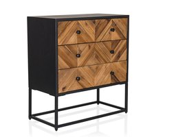 Commode SANTJAGO BLACK SUN L 63 x 34 x 70 cm 3 schuiflades massief dennen hjh LIVING