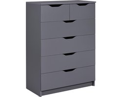Commode Silenzia | 81,5 x 40 x 111,9 | 6 Lades | Kleur: Donkergrijs - Interlink - Kasten - Grijs - Spaanplaat - Kasten -