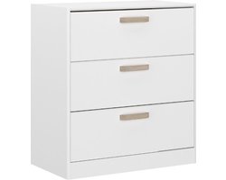 Commode Sueno 80cm met drie lades - wit/eikdecor