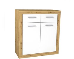 Commode Turbo met 2 deuren & 2 laden - oude eik/hoogglans wit