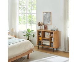 Commode Tvedestrand dressoir 100x40x80 cm naturel en zwart [en.casa]