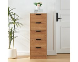 Commode Varkaus ladekast mdf met 5 lades 108x40x40 cm eikenkleurig [en.casa]