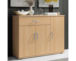 Commode Viviane 90cm met 3 deuren & 1 lade - beuk - Bega Consult - Halfhoge kast - Bruin - Spaanplaat