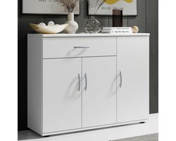 Commode Viviane 90cm met 3 deuren & 1 lade - wit - Bega Consult - Halfhoge kast - Wit - Spaanplaat