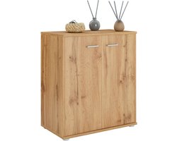 Commode voor schoenen met 2 deuren en 4 schappen, Eikenkleur
