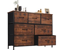 Commode voor slaapkamer, brede ladekast, 7 stoffen laden met handgrepen, kast, tv-standaard voor slaapkamer, kast, woonkamer, kinderkamer HMTM-SC-7D-BR