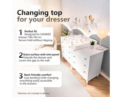 Commodeblad met opzetstuk - voor IKEA Hemnes ladekast - 50 × 160 cm