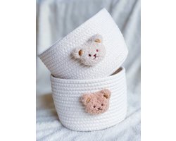 Commodemandjes teddy 2 stuks - setje – teddybeer – commode organizer – opbergmand kinderkamer - babykamer decoratie – kraamcadeau - Baby speelgoed.