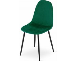 COMO Stoel - Donkergroen, Velvet Bekleding, Zwarte Metalen Poten, Tijdloos Ontwerp en Ergonomisch Comfort voor Woonkamer, Keuken, Slaapkamer en Kantoor, Max. 120 kg