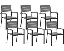 COMO - Tuinstoel set van 6 - Grijs - Kunsthout