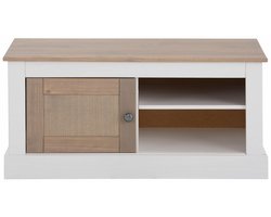 Como|Bank met opbergruimte in grenen wit en grijs