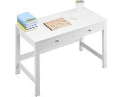 Compact bureau met lades, kinderbureau voor de slaapkamer, minimalistisch design om te tekenen, lezen en schrijven, rechthoekig MDF-meubel voor thuis of op kantoor, wit
