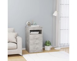 Compact Design Dressoir met 3 Laden en Open Opbergvak - Betongrijs - 50x40x76 cm