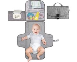 Compact draagbaar aankleedkussen - afveegbaar en waterdicht - opvouwbare baby luiertas voor onderweg
