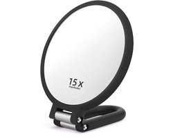 Compact Draagbare Dubbelzijdige Make-up Spiegel met 360° Draai- en Vouwhandvat voor Ideale Verzorging