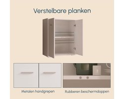 Compact Modern Dressoir met 2 Deuren – Opbergkast met Verstelbare Plank, Metalen Handgrepen & Verhoogde Pootjes – Kleine Kast voor Woonkamer, Hal, Slaapkamer & Kantoor – 60x71x30 cm – Mat Wit – Medahomestore