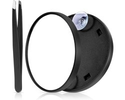Compact Reisvergrotingsspiegel 3.6 inch met 5x Vergroting, Pincet en Zuignap - Handspiegel voor Thuis en Op Reis
