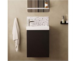 Compact wandmeubel met keramische wastafel voor toilet of kleine badkamer