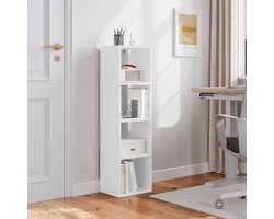 compacte boekenkasten met geïntegreerde stoffen lade en kubusopslag-Wit