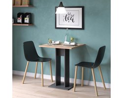 Compacte Eettafel 65 x 65 cm, Industriële Keukentafel met Eikenhoutlook & Antraciet Onderstel, Kleine Vierkante Tafel voor Keuken, Woonkamer of Balkon – Modern Scandinavische Stijl – Meda Home Store