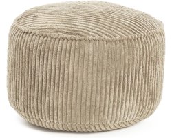 Compacte Gaming Poef met 3-in-1 Functie – Zitzak, Kruk, Tafeltje en Voetenbank in Beige Corduroy Ø 25 x 45 cm
