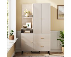 Compacte garderobe 110x186x38 cm – Flurgarderobe met gepolsterde panelen, wandkast, plank & schoenenkast, elegante halgarderobe voor gang & entree