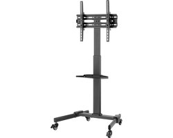Compacte, in hoogte verstelbare tv-trolley met plank