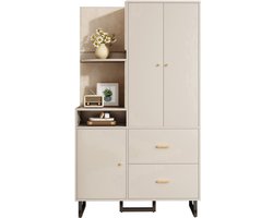 Compacte Kledingkast – Garderobekast – Opbergkast – Halmeubel – Kledingkast Met Beklede Panelen – Soft-Close Deuren – Ruimtebesparend Design – 110 cm Breed – Metaal & Gestoffeerde Panelen – Eenvoudige Montage